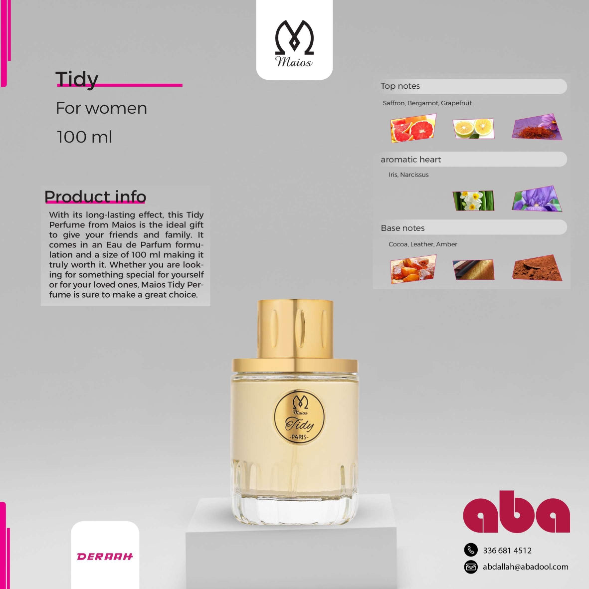 TIDY by MAIOS long lasting Cologne 3.4 oz / 100 ml