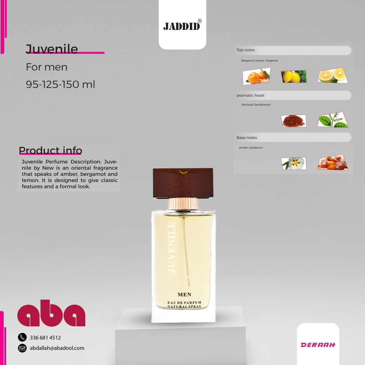 JUVENILE by JADDID long lasting Cologne 3.4 oz / 100 ml