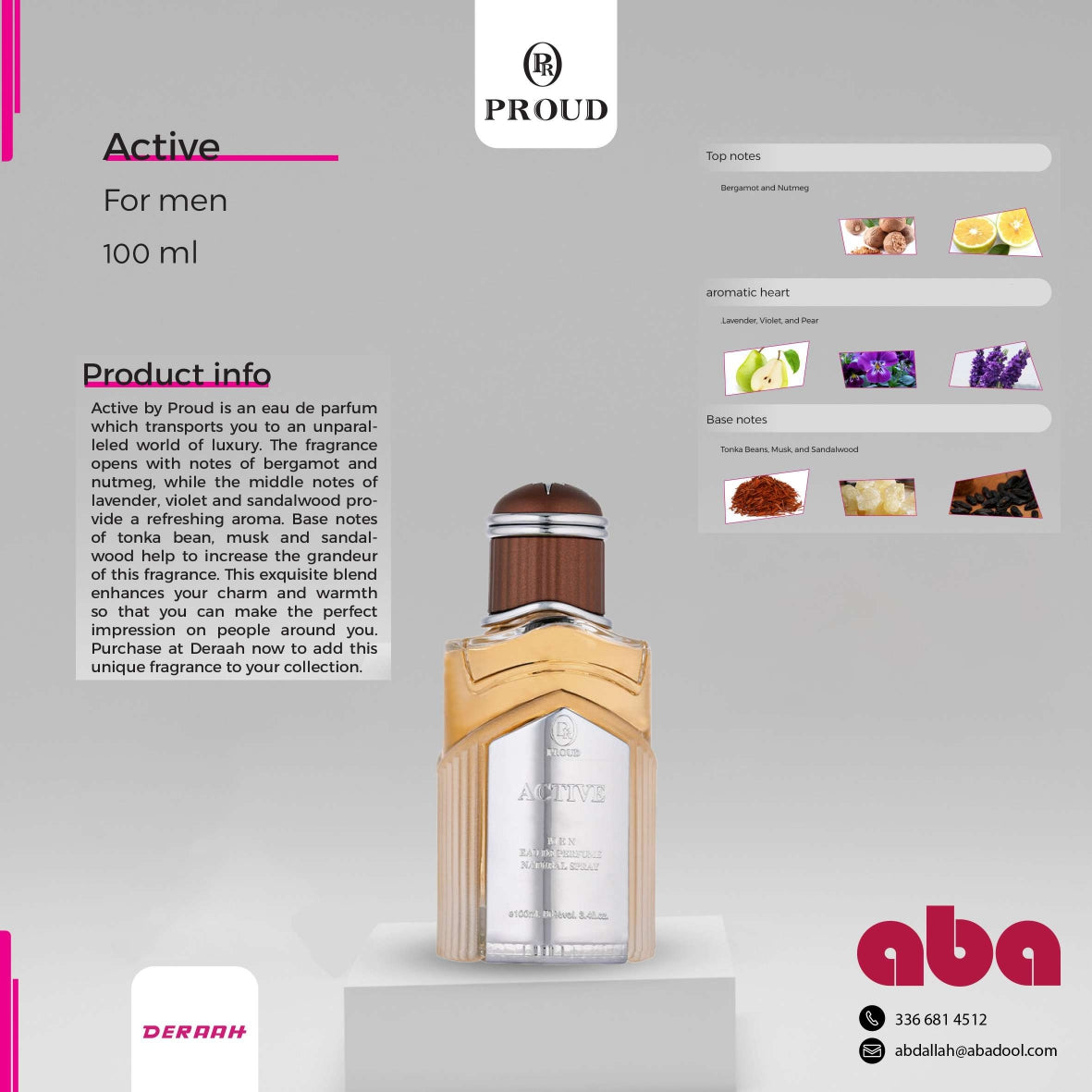 Active by Proud long lasting Cologne 3.4 oz/ 100 ml