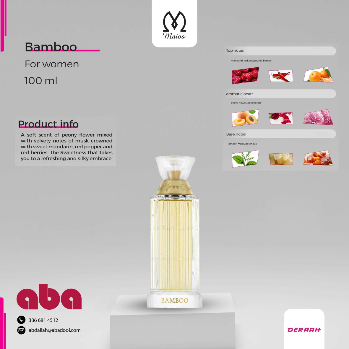 Bamboo by Maios long lasting Perfume 3.4 oz/ 100 ml